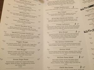 Menu at Divine Earth in Seminyak