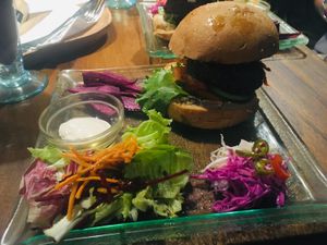 Bliss burger!!  at Divine Earth in Seminyak