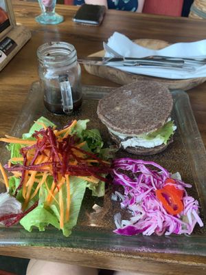Raw nut burger  at Divine Earth in Seminyak