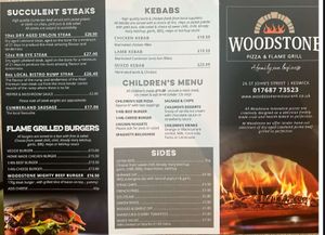 Menu at Woodstone Pizza & Flamegrill Keswick in England