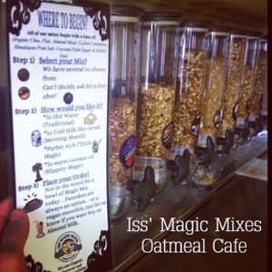 so many mixes to choose from! It's like going to ice cream parlor for oatmeal mixes! at Iss' Magic Mixes Oatmeal Cafe in Mesa