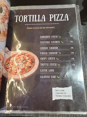 Pizza menu at Baba Ali's Diner in Jakarta Utara