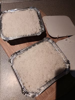 Portions of rice (free add ons for tofu meals) at Golden Pond Chinese Takeaway in Castlebar