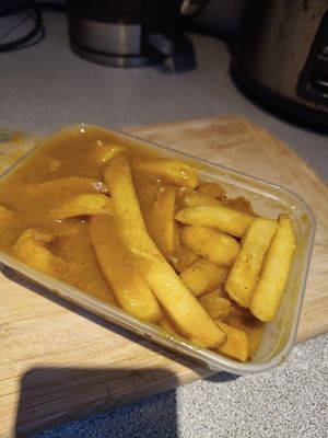 Chips and curry at Golden Pond Chinese Takeaway in Castlebar