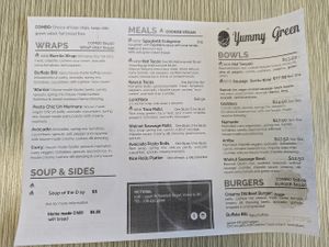 menu (Sep 2023) at Yummy Green in Victoria