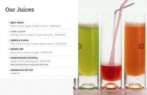 Juices Menu at Yummy Green in Victoria