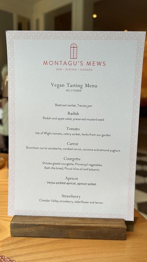 Vegan tasting menu  at Montagu's Mews in Bath