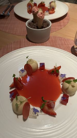 Strawberry, elderflower and lemon dessert  at Montagu's Mews in Bath