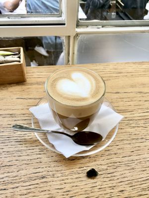 Delicious almond milk cappuccino. Perfect temp and everything. 😋  at Anastasia in Tel Aviv