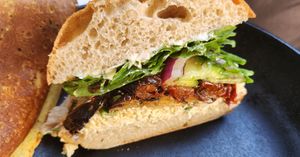 Eggplant sandwich absolutely delicious at Anastasia in Tel Aviv