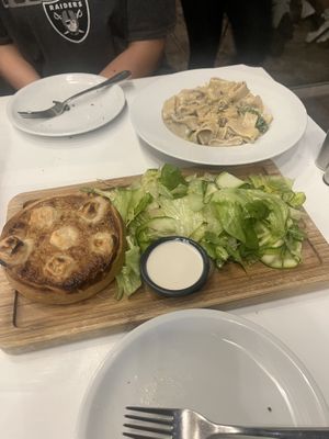 Leek & onion quiche   béchamel cream calamarata pasta   at Anastasia in Tel Aviv