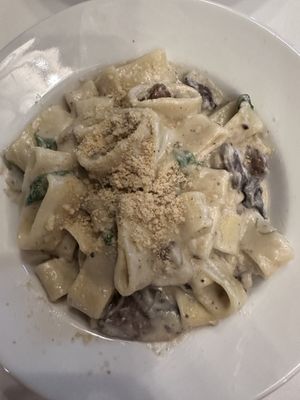 Creamy cashew mushroom pasta is so satisfying and tasty.   at Anastasia in Tel Aviv