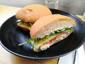 Scrambled egg sandwich at Anastasia in Tel Aviv