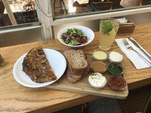 Breakfast with homemade lemonade at Anastasia in Tel Aviv