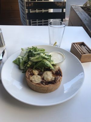 Vegetables quiche with cashew yogurt at Anastasia in Tel Aviv
