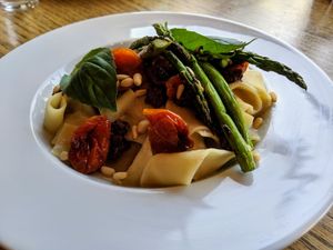 Jerusalem artichoke cream pappardelle at Anastasia in Tel Aviv