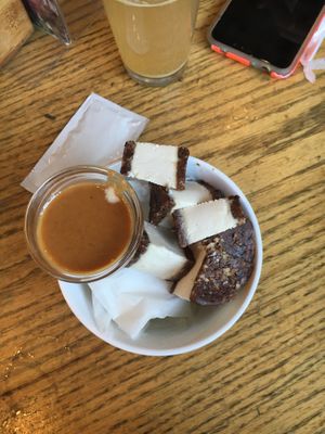 Vegan ice cream with peanut sauce  at Anastasia in Tel Aviv