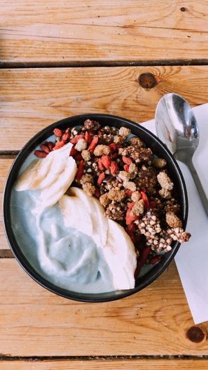 Smoothie bowl with raw granola  at Anastasia in Tel Aviv