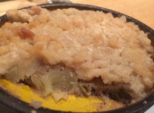 happy & hot apple crumble (-; at Anastasia in Tel Aviv