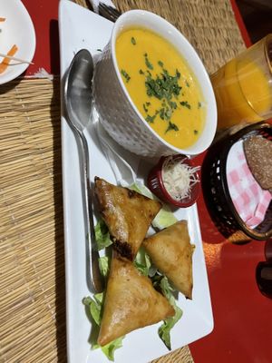 Briouates had cheese, soup was vegan as my stomach said because I didn’t got diarrhea 😂  at Kui-Zin in Marrakech