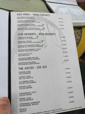 speisekarte at Kui-Zin in Marrakech