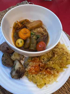 tagine, cous cous, potatoes  at Kui-Zin in Marrakech