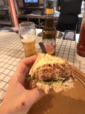 is the beyond meat burger with vegan cheddar  at Onesta Cuisine in Chamonix-mont-blanc