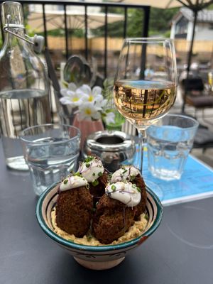 Falafel starter with houmous; amazing looks and taste! at Onesta Cuisine in Chamonix-mont-blanc