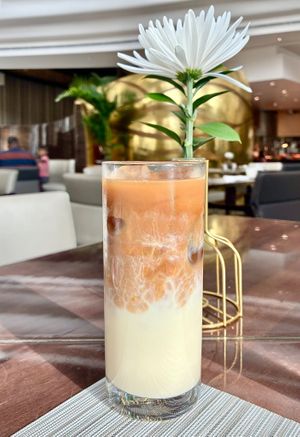 Iced oat latte  at Dunes Cafe in Dubai