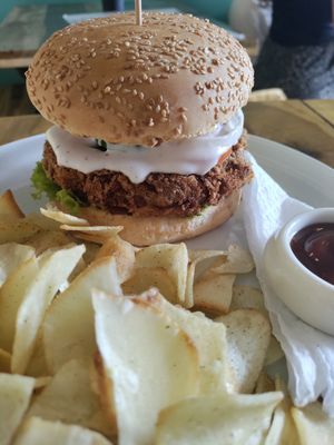 Chickpea burger at Roots 'n' Beans in Kandy