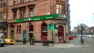 Restaurant front at Usha's - Indian Street Food in Glasgow