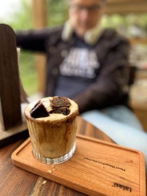 Espresso cubes latte   at Talasi Estate at Batukaru Bali in Kabupaten Tabanan