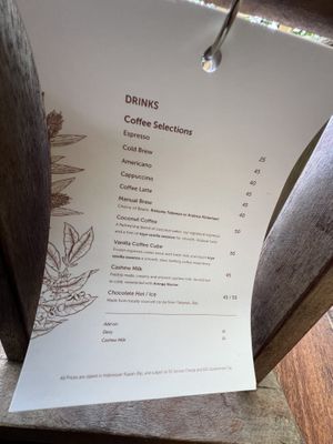 Coffee menu  at Talasi Estate at Batukaru Bali in Kabupaten Tabanan