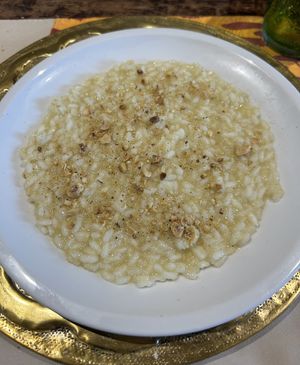 Risotto with wine and hazelnuts  at Agriturismo Cascina Valentino in Lombardia