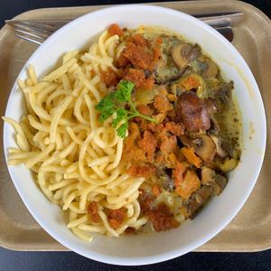 vegan Spätzle “Züricher Art# with seitan  at Das Voglhaus in Konstanz