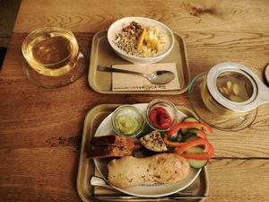 Oat Porridge w/Apple & Cinnamon, little hearty breakfast, Ginger/ Lemon Tea and Green Jasmin Tea at Das Voglhaus in Konstanz
