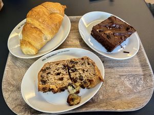 Croissant, brownie, walnut banana bread  at Das Voglhaus in Konstanz