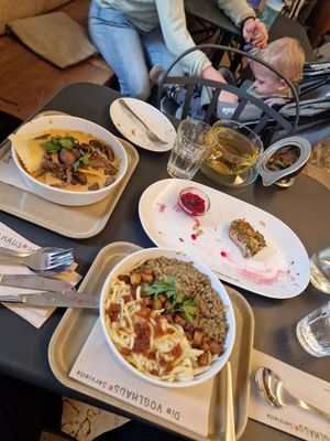 Linsen und Spätzle/ Maultaschen in savory mushroom sauce at Das Voglhaus in Konstanz