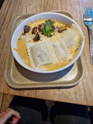 Maultaschen mit Pilzsauce at Das Voglhaus in Konstanz