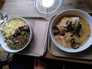 Spatzle with lentils and the ravioli with mushrooms at Das Voglhaus in Konstanz