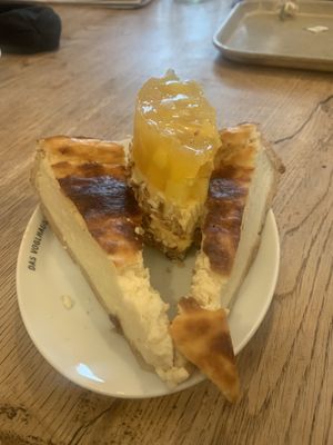 Shared cakes (mango tartlet and cheesecake)  at Das Voglhaus in Konstanz