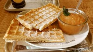 Waffle...yum ! at Das Voglhaus in Konstanz