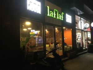 outside at night  at Laflaf in Warsaw