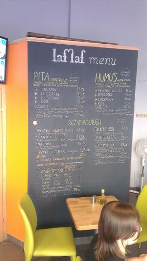 Menu at Laflaf in Warsaw
