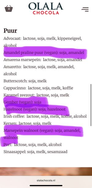  vegan options (each 1€)  at Olala Chocola in Zuid-holland