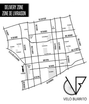 Delivery Zone - delivered by bicycle all year round at Velo Burrito in Montreal