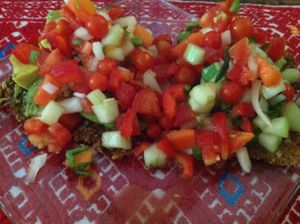 Fresh gluten free tostadas! at Pura Vida in Zihuatanejo