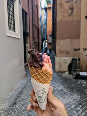 Dark chocolate, strawberry, and peach at CamBio Vita in Rome