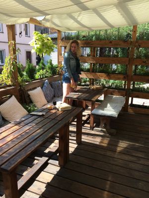 Really nice area to sit outside  at Zielony Talerzyk in Lublin