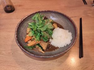 Rice with tofu, avocado and seasonal vegetables at Mia Restaurant in Virginia
